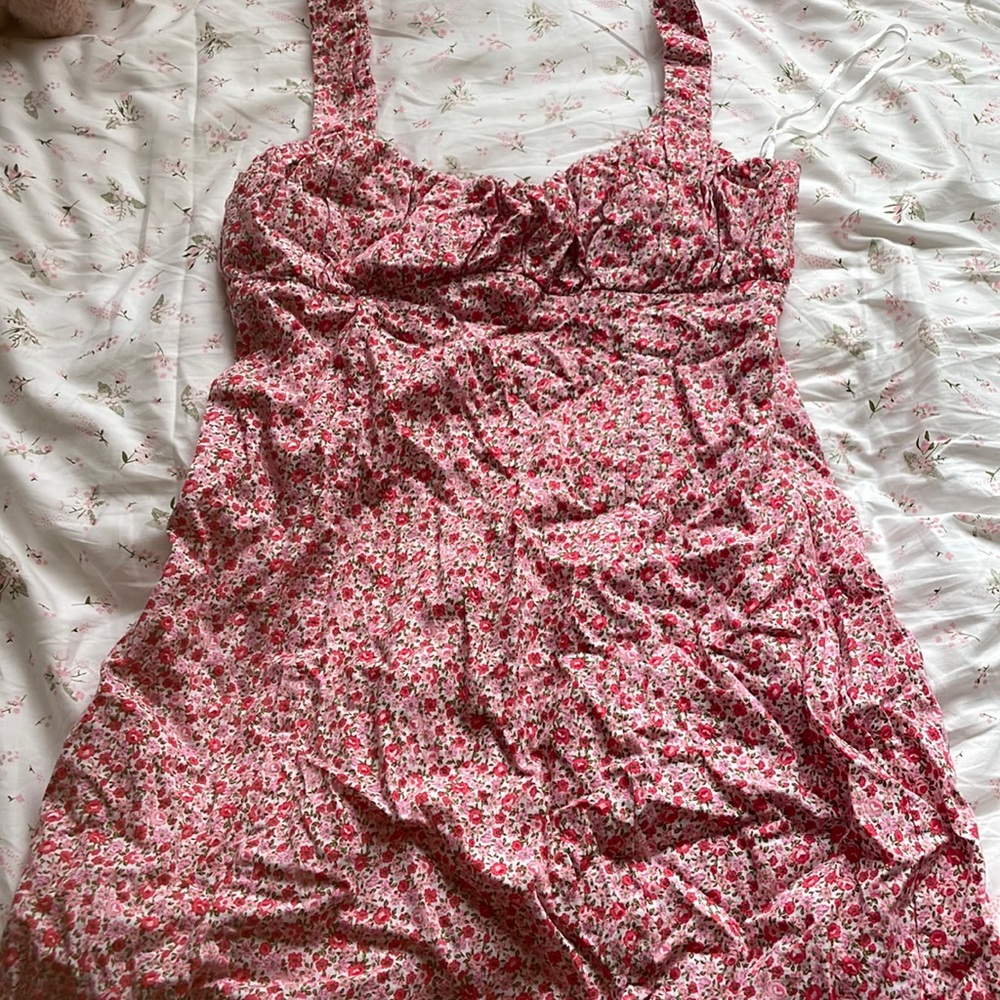 Cute pink floral mini dress